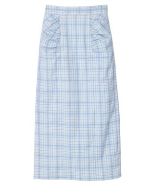 earth music&ecology ギャザーナロースカート Check Blue