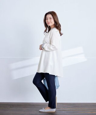 Tiaclasse 【シーズンレス・日本製・洗える】ローズファイン・スリムストレートパンツ ネイビー