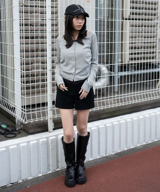 WEGO カーデドッキングレイヤードロンT 杢グレー