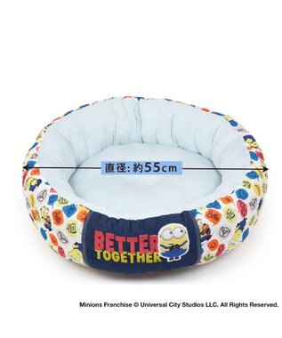 PET PARADISE ミニオン ふきだし柄 接触冷感 クール カドラーベッド《丸型》（55cm） マルチカラー