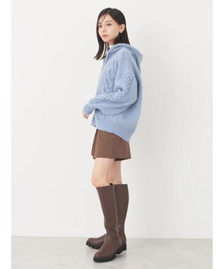 earth music&ecology ケーブルニットパーカー Grayish Blue