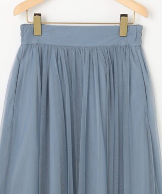 組曲 【飯豊まりえさん着用・Oggi12月号掲載】ギャザーチュール スカート ブルー系（ダスティブルー×ダスティブルー）