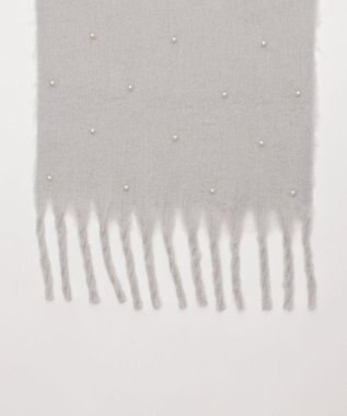 WEGO パール付きワイドフリンジストール ライトグレー