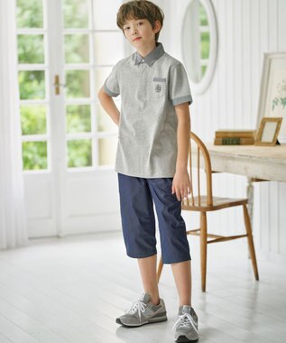 J.PRESS KIDS 【110-130cm】チェックカラー 半袖ポロシャツ グレー系