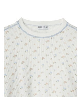 Green Parks ・Ｄｏｕｂｌｅ　Ｆｌａｇｓ　フラワーｐｔワッフルロンＴＥＥ Off White