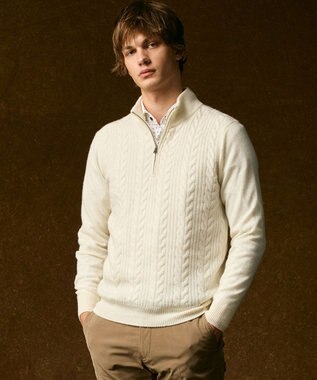 JOSEPH ABBOUD 【キングサイズ・暖か/軽量】カシミヤブレンド ハーフジップ ニット