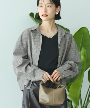 AMERICAN HOLIC クロップド丈バックタックシャツ Check Beige