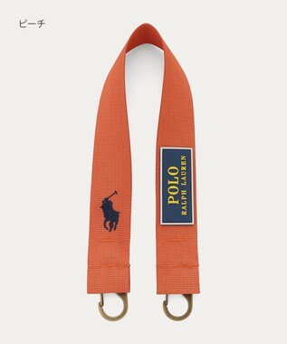 MOONBAT POLO RALPH LAUREN(ポロ ラルフローレン)カラビナ付き ストラップベルト 無地 撥水加工 ピーチ