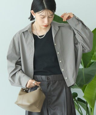 AMERICAN HOLIC クロップド丈バックタックシャツ Check Beige