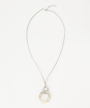 J.PRESS LADIES メタルコンビマーブル ネックレス ライトグレー系