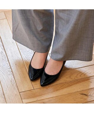 MODE ET JACOMO <carino>【レイン対応】エナメルプレーンパンプス ブラックエナメル