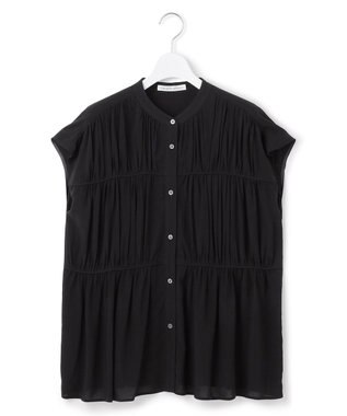 23区 L 【接触冷感/WEB&一部店舗限定】レーヨンスパローン ティアード ブラウス ブラック系