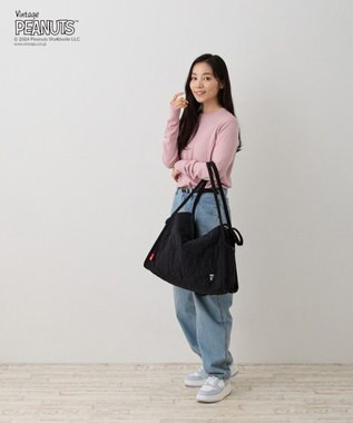 ROOTOTE 8404【スヌーピー】IP.グランデ.キルト.ピーナッツ-9Q 01：ブラック