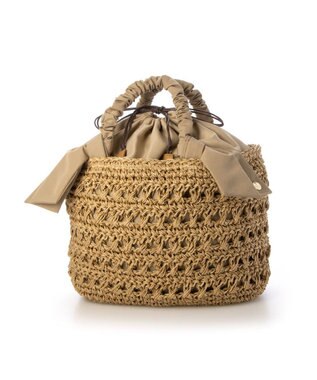 UNBILLION カシュカシュ cachecache / 下がりリボン柄編みトートバッグ オーク