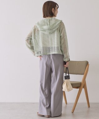 AMERICAN HOLIC 【先行予約】幾何学レースフードシャツ Light Green