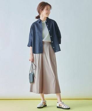 ANY 【洗濯機可能】ダブルポケット クロップドシャツ ネイビー