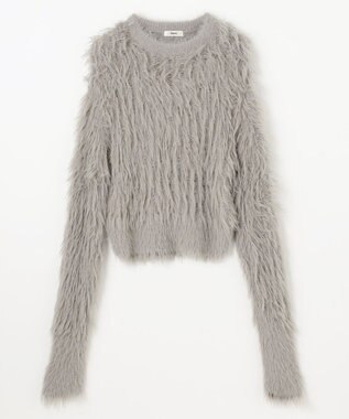 NAVE 【ReNAVE・洗える】メルティーシャギーニット プルオーバー ライトグレー系