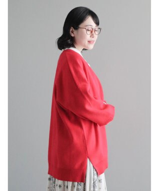 CRAFT STANDARD BOUTIQUE ＶネックＢＩＧシルエットカーディガン Red