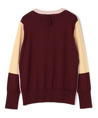 BEIGE， CHLOR / ウールシルク配色クルーネックニット Pink