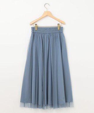 組曲 【飯豊まりえさん着用・Oggi12月号掲載】ギャザーチュール スカート ブルー系（ダスティブルー×ダスティブルー）