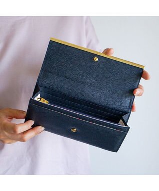 tsumori chisato CARRY プットオンネコ　がま口　長財布　かぶせ ネイビー