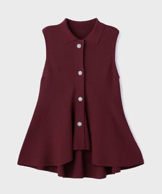 GRACE CONTINENTAL ビジューニットベスト ボルドー