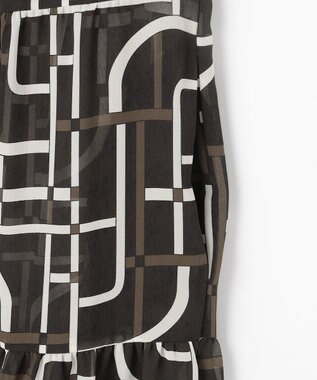 自由区 S ジオメトリックレトロプリント ワンピース グレーベース