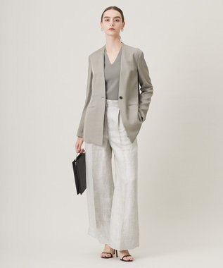 ICB 【洗える】 シンセティックフルニードル Vネックプルオーバー カーキ系