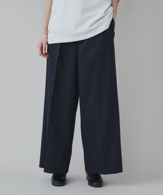 WEGO 【ユニセックス着用ITEM】ワイドストレートスラックス ネイビー
