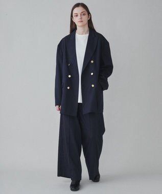 WEGO 【ユニセックス着用ITEM】ワイドストレートスラックス ネイビー