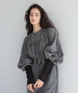 Green Parks ■ＥＳＣＡＲ　シャーリングデニムオールインワン Gray