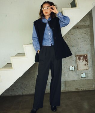 23区 L 【CLASSY.11月号掲載/洗える】ドライ2WAYストレッチ ワイドパンツ ブラック系