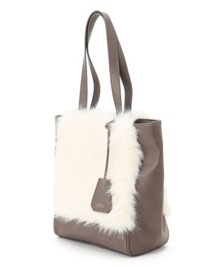 23区 ファーコンビ トートバッグ アイボリー系