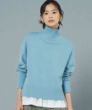 組曲 ウールカシミヤミックス ロールネック ニット パウダーブルー系
