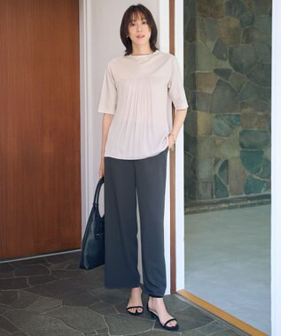 J.PRESS LADIES 【A4サイズ収納可】ドロストギャザー トート バッグ ブラック系