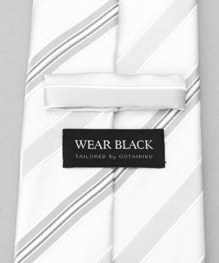GOTAIRIKU 【WEAR BLACK】フォーマル用_ストライプ ネクタイ ホワイト系1