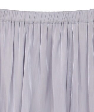 Green Parks シャイニーサテンセルフプリーツギャザーフレアスカート Gray