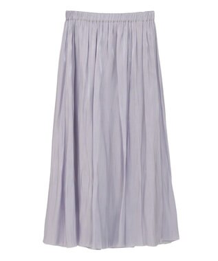 Green Parks シャイニーサテンセルフプリーツギャザーフレアスカート Gray