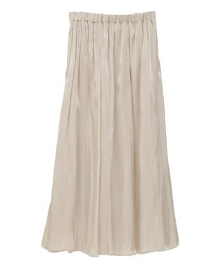 Green Parks シャイニーサテンセルフプリーツギャザーフレアスカート Ivory