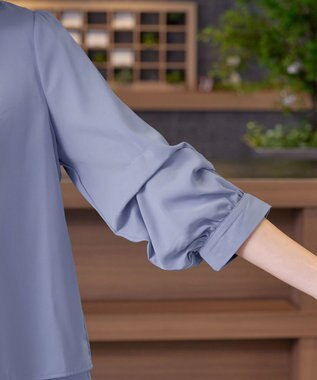 Tiaclasse 【新色追加・洗える】つまみタック袖レイヤードブラウス ブルー