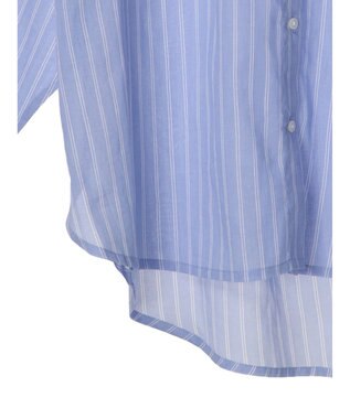 Green Parks インド綿 ボイルゆったりシャツ Stripe Sax