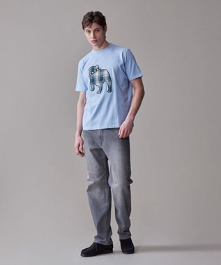 J.PRESS MEN 新色登場！【毎シーズン大好評】【UNISEX】ファブリックワッペン バックブルTシャツ サックスブルー系