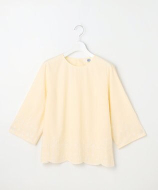 J.PRESS LADIES S ストライプ×エンブロイダリー クルーネック ブラウス