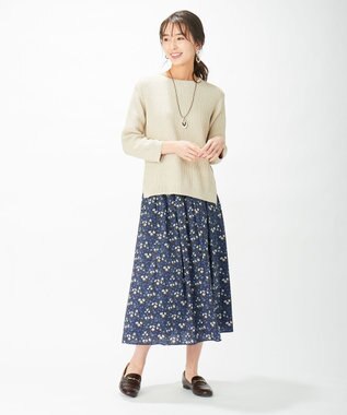 J.PRESS LADIES L 【洗える】コットン地柄 ニット ベージュ