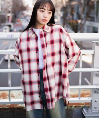 WEGO オンブレチェックシャツ レッドチェック1