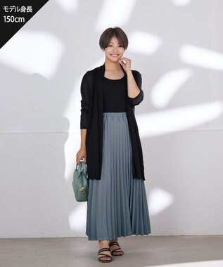 Tiaclasse 【ウエストゴム・洗える】カットソーアコーディオンプリーツスカート グレー