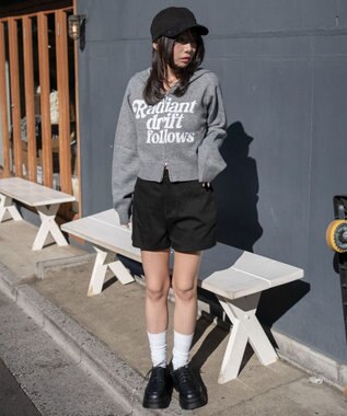 WEGO グラフィックジャガードニットZIPパーカー グレー