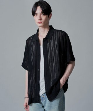 WEGO 【２点SET】アンサンブルシアーシャツ（SS） ブラック