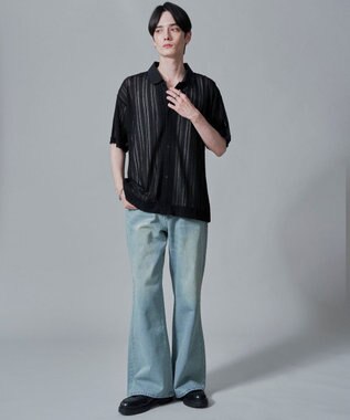 WEGO 【２点SET】アンサンブルシアーシャツ（SS） ブラック