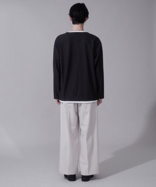 WEGO フェイクレイヤードキーネックT（LS） ブラック中濃色